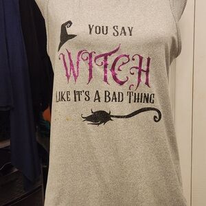 Gray Witch Graphic Tank Top Sz M/L